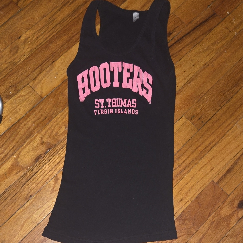 Hooters Black Tank Top with Pink Logo